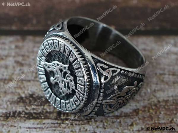 Wolfskopf Metall Ring Siegelring 