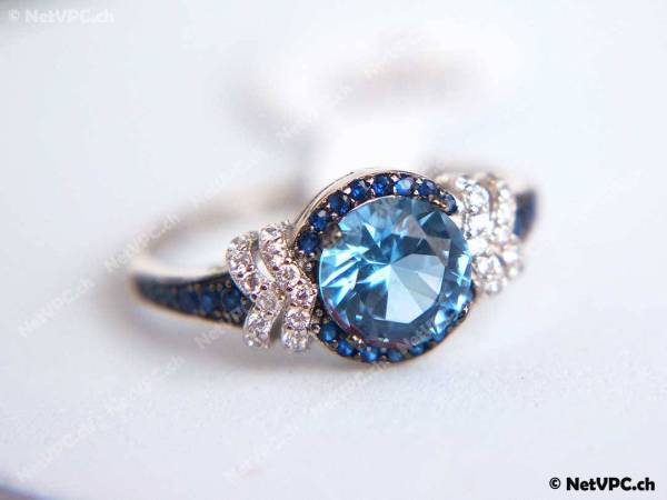 Silber Ring s925 - Zirkonia Ozean Blau