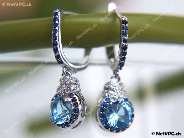 Boucles d'oreilles en argent s925 - Bleu 