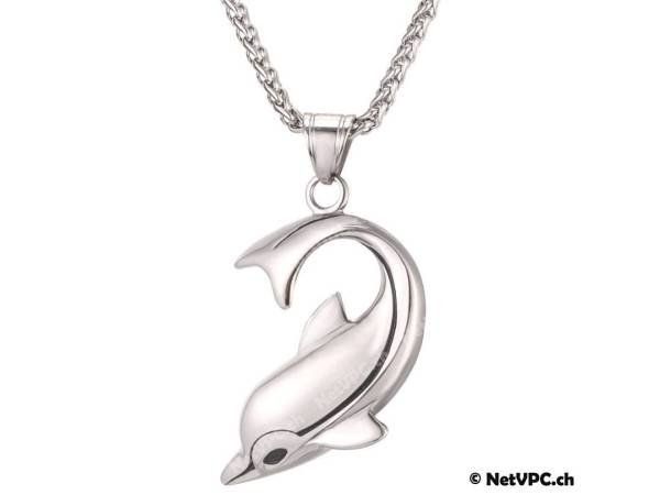 Delphin Halskette - Silberner, goldener, schwarzer Delphin-Anhänger