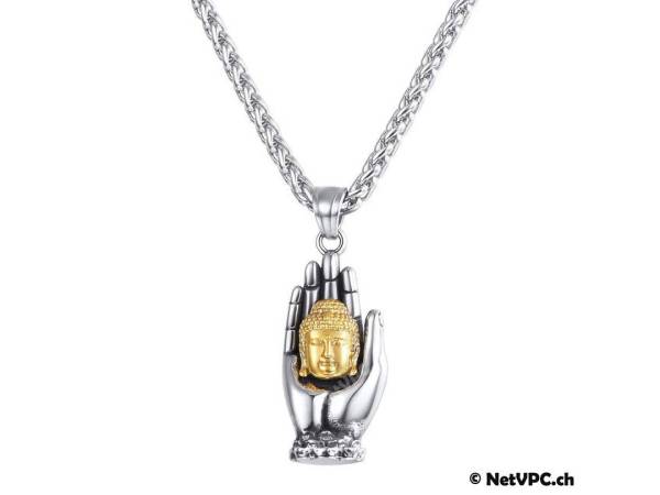 Buddha Halskette - Buddha-Anhänger aus Gold und Silber