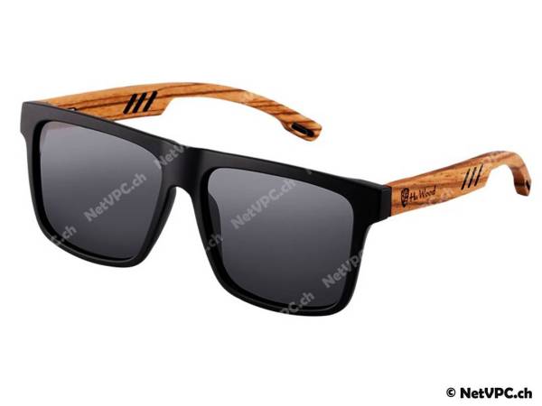 Quadratische polarisierte Sonnenbrille aus Holz für Herren